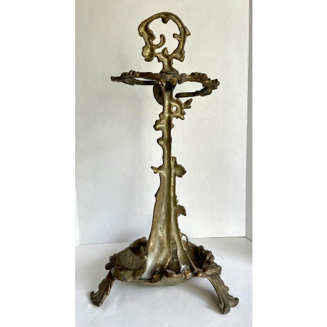 Antique French Brass Hunting Dog Fireplace Tool Set For Sale - Image 9 of 13