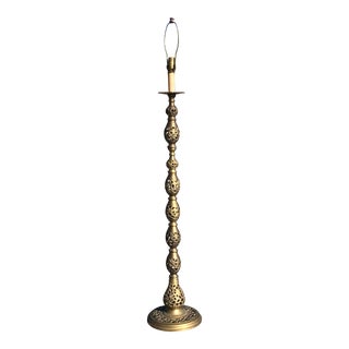 Moroccan Style Pierced Solid Brass Floor Lamp For Sale