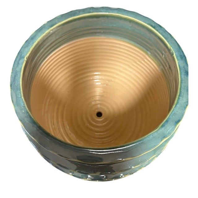 Mid-Century Modern Vintage Celadon-Style Glazed Planter For Sale - Image 3 of 12