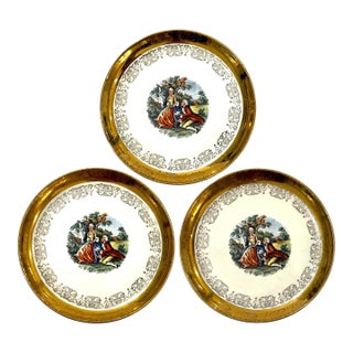 Mid 20th Century Sabin 22 Carat Crest-O-Gold Salad Plates - Set of 3 For Sale