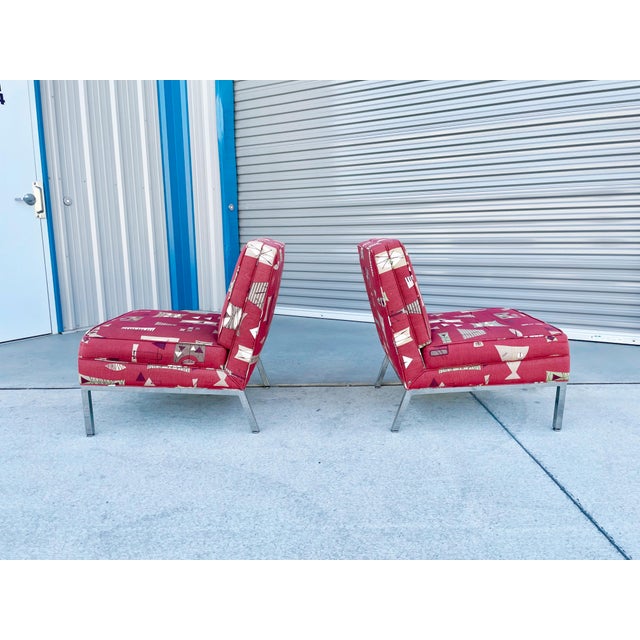 Florence Knoll 1970s Mid Century Chrome Lounge Chairs Styled After Florence Knoll- Set of 2 For Sale - Image 4 of 14