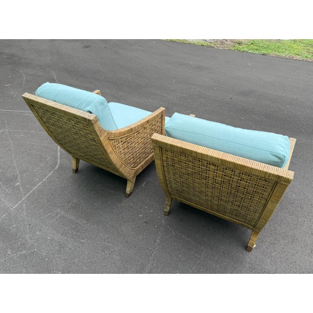 Late 20th Century Late 20th Century Pair of McGuire St. Germain Woven Rattan Cane Lounge Chairs For Sale - Image 5 of 12