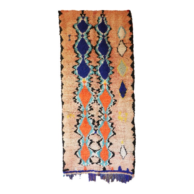 Mid-Century Modern 4x10 Ft Vintage Moroccan Rug For Sale