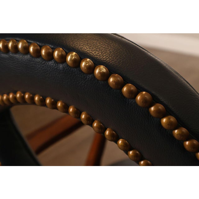 Century Furniture Regency Style Set Of Four Leather Upholstered Rolling Armchairs For Sale - Image 13 of 18