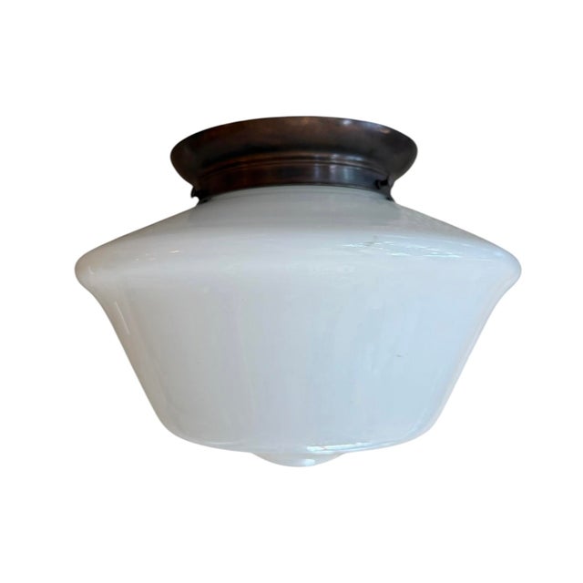 Circa 1920’s Schoolhouse-Style Flushmount Ceiling Light Fixture For Sale - Image 4 of 4