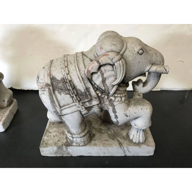 C 1930s Hand Carved Stone Elephants - a Pair For Sale - Image 11 of 12