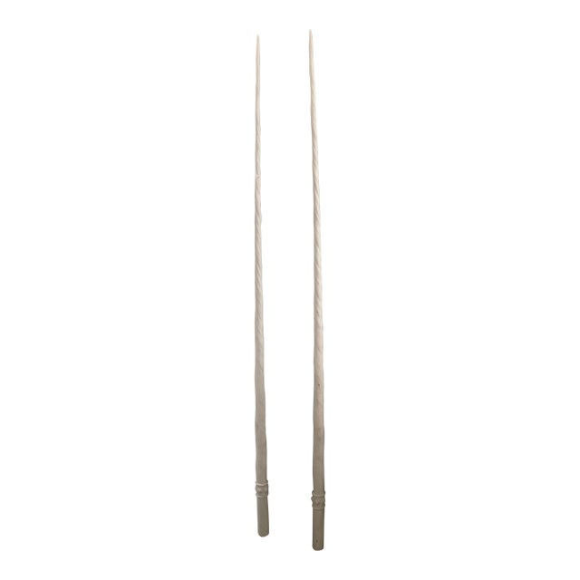 Tony Duquette Faux Narwhal Tusks Handmade and Painted- A Pair For Sale
