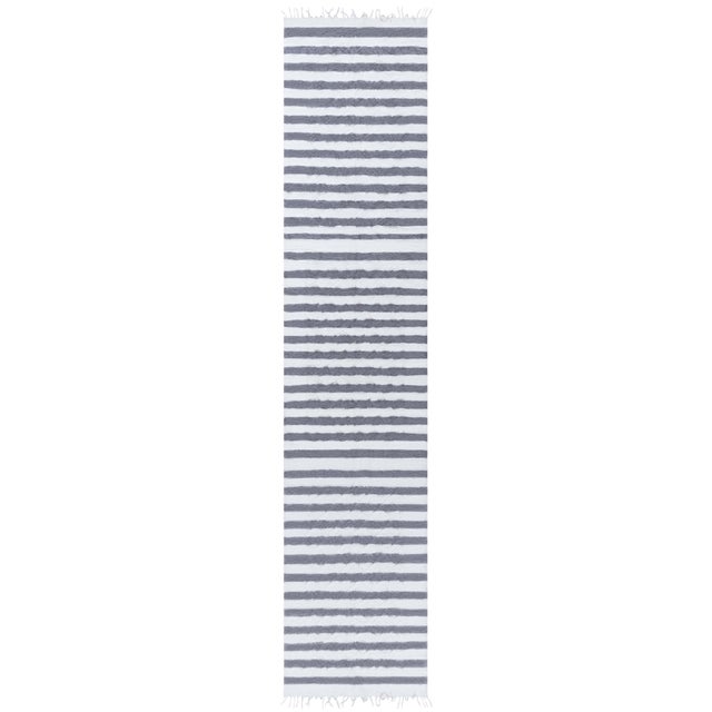 Modern Hand Woven Goat Hair Runner in Ivory and Gray by Doris Leslie Blau For Sale