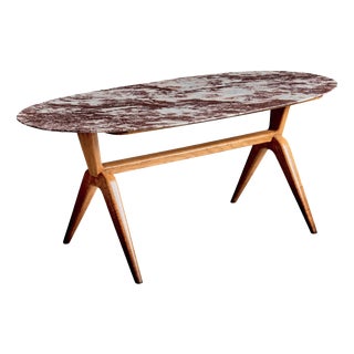 Dining Table with Oval Marble Top attributed to Guglielmo Ulrich, Italy, 1940s For Sale