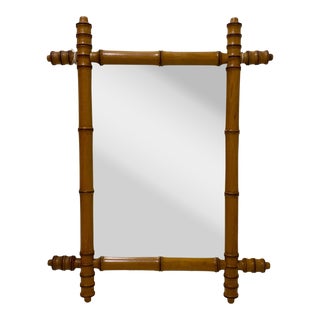 Vintage Faux Bamboo Wood Mirror From France - Circa 1920’s For Sale