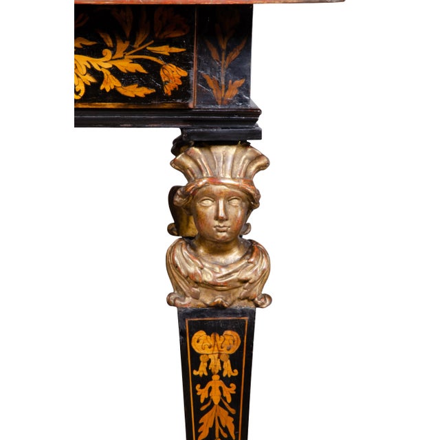 Wood Louis XIV Marquetry and Ebonized Writing / Center Table For Sale - Image 7 of 13