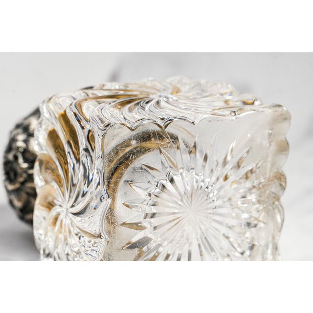 Magnificent Antique Victorian Sterling Silver Repoussé Floral & Swirl Crystal Desk Paperweight Inkwell Luxury Home Decor For Sale - Image 14 of 14