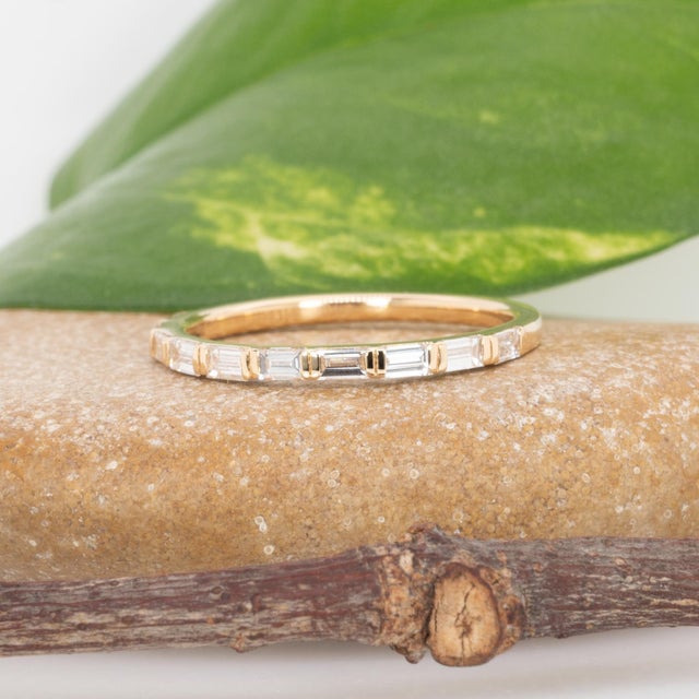 2020s Baguette Diamond Band Ring in 14k Gold – Sleek Modern Stackable Ring , Size 6.75 For Sale - Image 5 of 8