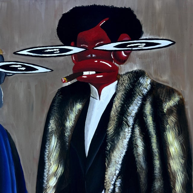 "Handshake of Eras", Oil on Canvas Painting by Chinonso Ofodile For Sale - Image 4 of 6