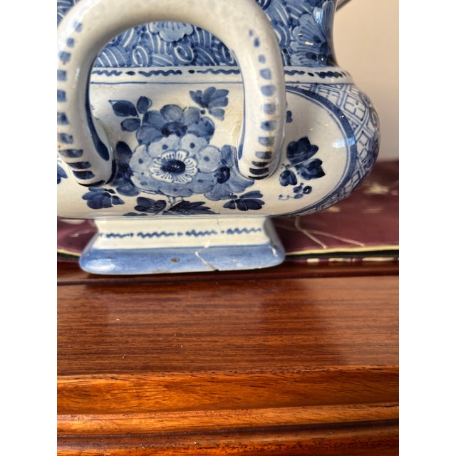 1882 Royal Delft Joost Thooft Blue & White Chinoiserie Jardinière For Sale - Image 11 of 15