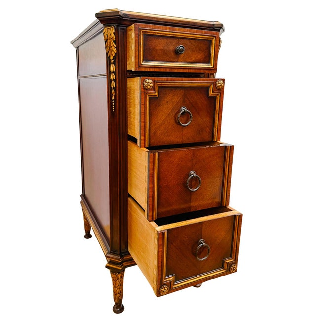 Early 20th Century French Neoclassical Style Giltwood Vanity & Upholstered Lyre Back Chair Set For Sale - Image 5 of 18