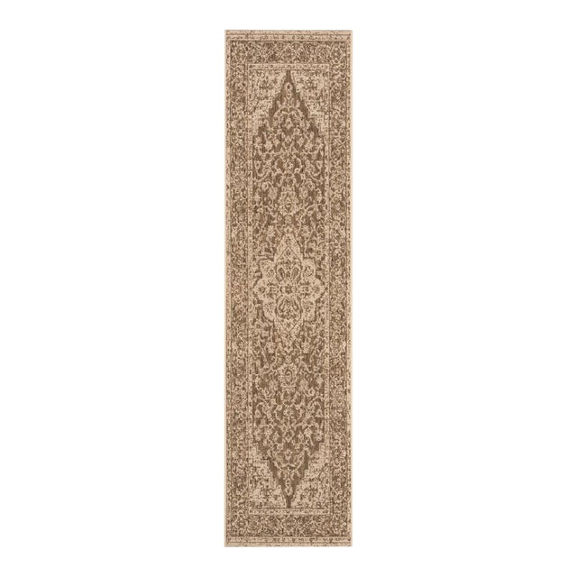 Marina Indoor Outdoor Rug Beige & Cream 2'x8' For Sale