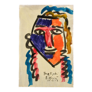 Signed Peter Keil "Rabbi 15-8-72" Mix Media on Masonite