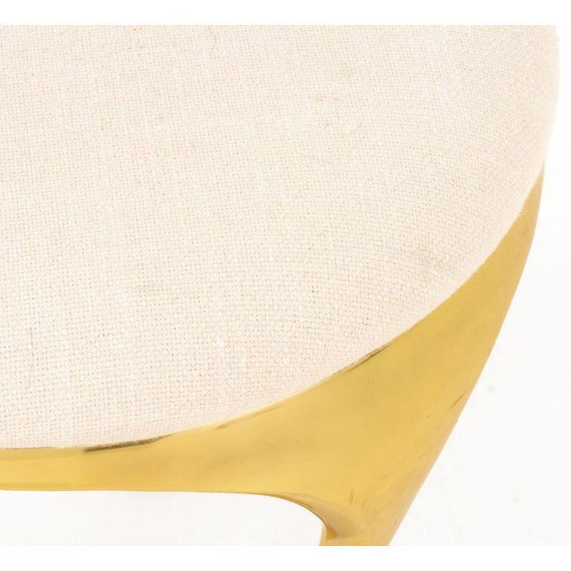 Contemporary Postmodern Hoof Foot Upholstered Tripod Stool For Sale - Image 3 of 8