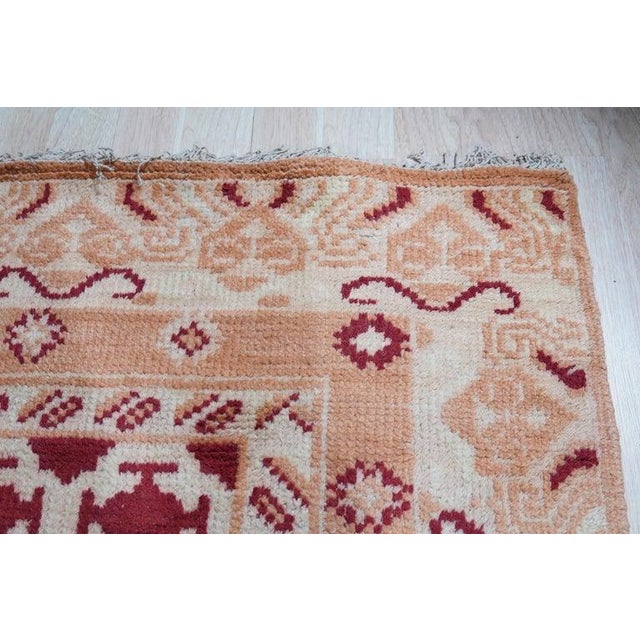 6x9 Coral Hand-Knotted Wool Linked Rosettes Geometric Modern Carpet Rug For Sale - Image 4 of 8