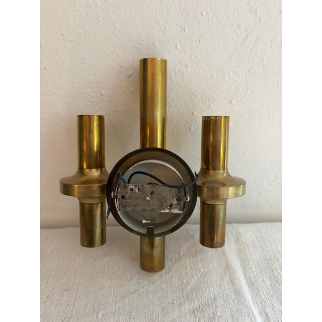 Metal Brass Three-Light Wall Lamp by Gaetano Sciolari, 1970s For Sale - Image 7 of 9