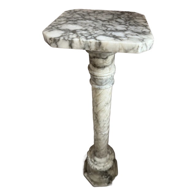 Vintage Marble Alabaster Column Pedestal For Sale