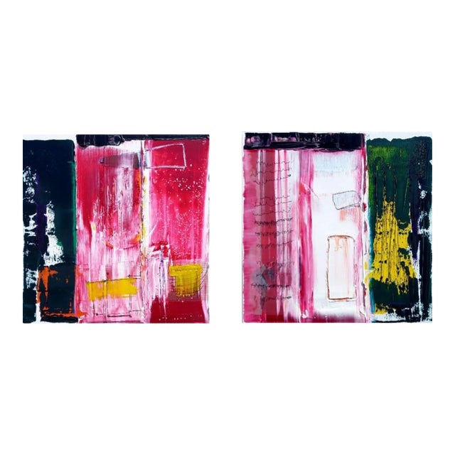 One-of-a-Kind Abstract Oil Paintings - Diptych / Cy Twombly / Robert Motherwell For Sale