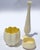 Set of 2 Early 20th Century Belleek Pottery cream-colored flower pot with a scalloped, textured exterior and a bright...