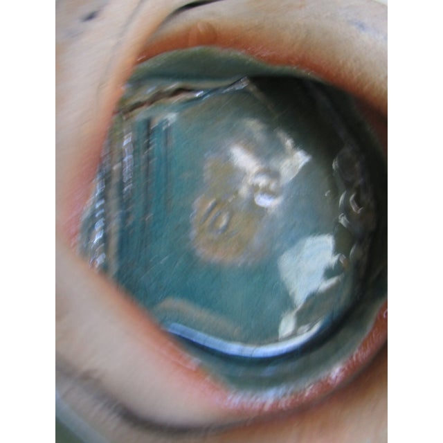 Vintage Majolica Green Bowl With Waterlily & Two Frogs For Sale - Image 9 of 9