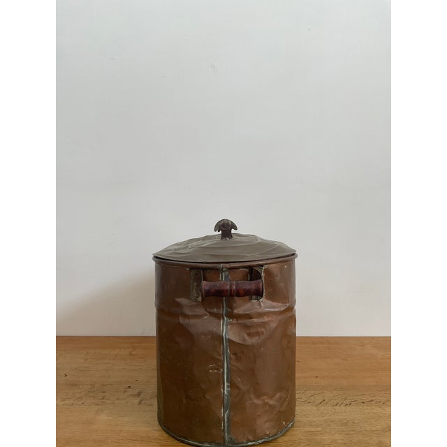 Wood Antique Copper Boiler Tub With Lid For Sale - Image 7 of 18