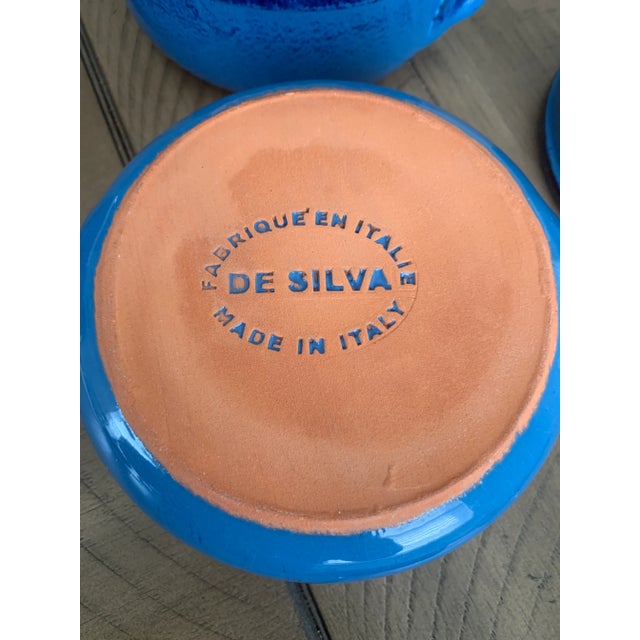 Vintage DeSilva Rustic Painted & Glazed Terra Cotta Soup Bowls With Handles- Set of 5 For Sale - Image 11 of 12