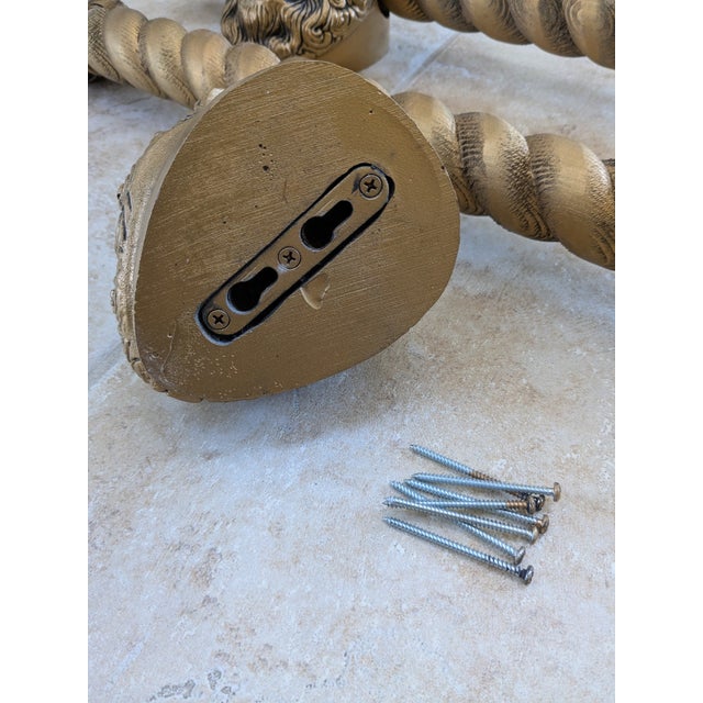 Set of Heavy Carved Wood Curtain Rods, Finials & Lion Head Brackets, 10 Pieces For Sale - Image 12 of 12