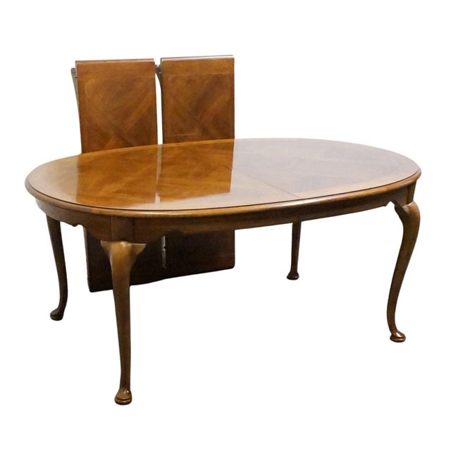 Brown Thomasville Furniture Fisher Park Collection 99" Oval Dining Table W. Basket Weave Parquet Top 24921-752 For Sale - Image 8 of 12