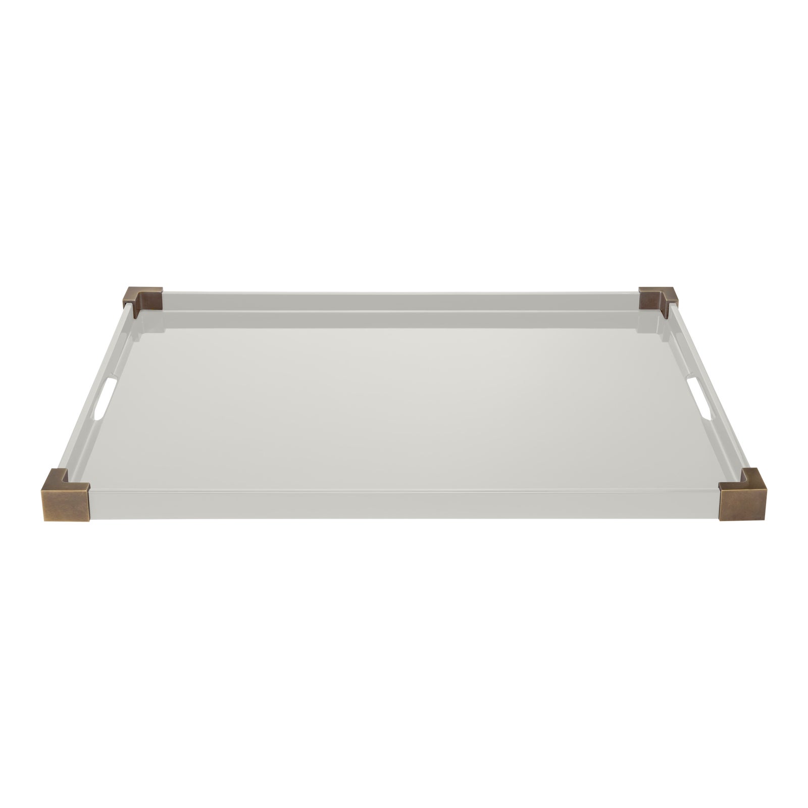 Corners Tray Brass In Pale Grey Brass Rita Konig For The Lacquer Company Chairish