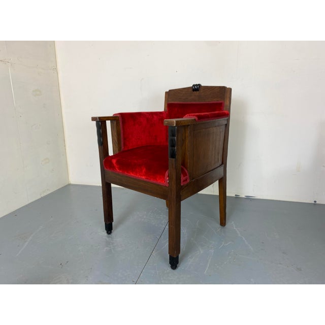 Hollywood Regency Art Deco Amsterdamse School Oak Desk or Side Chair, 1920s For Sale - Image 3 of 11