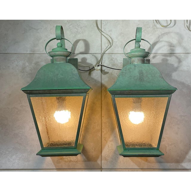 Metal Pair of Vintage Solid Brass Lanterns - Timeless Elegance for Your Home For Sale - Image 7 of 13
