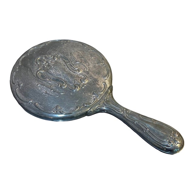 1930s-40s Silver Hand Mirror For Sale