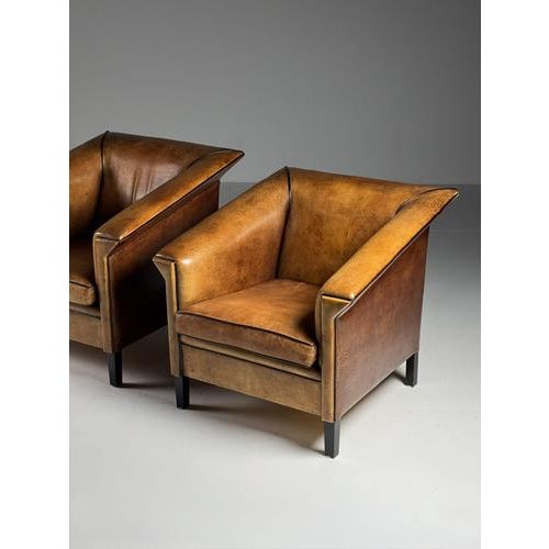 Art Deco Sheepskin Club Armchairs, Set of 2 For Sale - Image 7 of 11