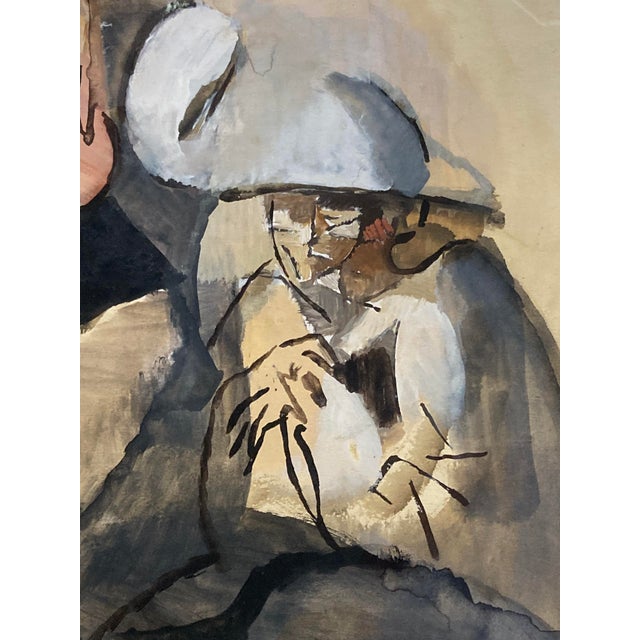 Manolo Ruiz-Pipó, Couple Biotin, Watercolor and Gouache, 1959, Framed For Sale - Image 10 of 14