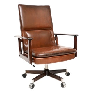 Vintage Danish Leather Desk Chair attributed to Arne Vodder from Sibast, 1960 For Sale