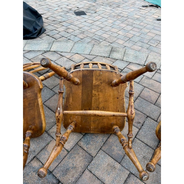 Chestnut 4 Vintage Ethan Allen Side Chairs For Sale - Image 8 of 10