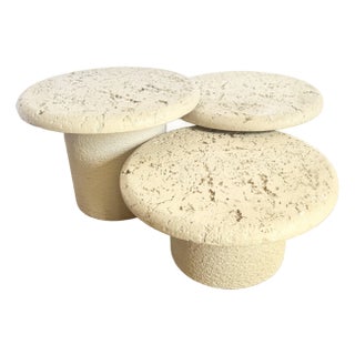Postmodern Faux Coquina Mushroom Nesting Side Tables - Set of 3 For Sale