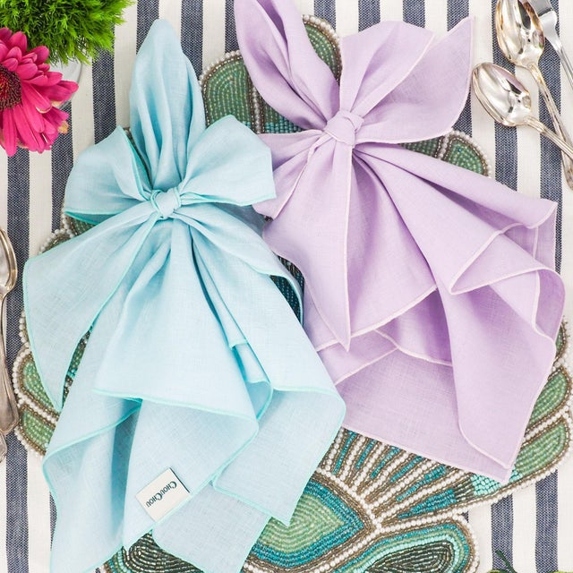 Contemporary Green Linen Napkins, Set of 4 For Sale - Image 3 of 8