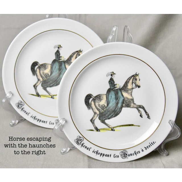Black Late 20th Century Porcelaine d'Auteuil Paris France Equestrian Themed Plates, Set of 12 For Sale - Image 8 of 10
