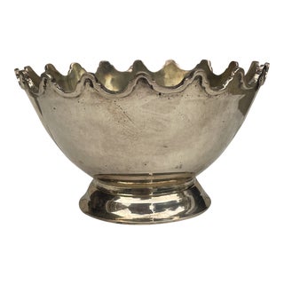 Scalloped Rim Brass Bowl Planter For Sale