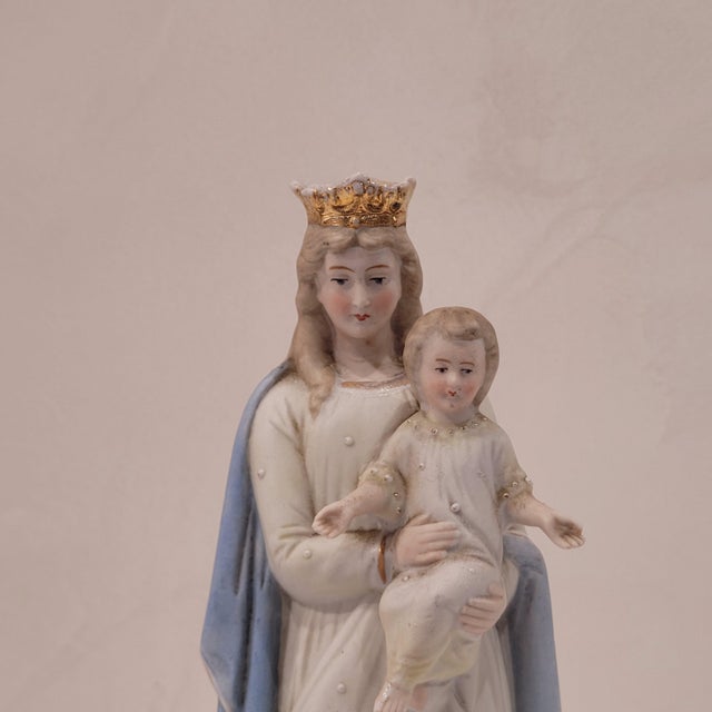 Biscuit Porcelain Virgin with Child Figure, Germany, 1920s For Sale - Image 10 of 17