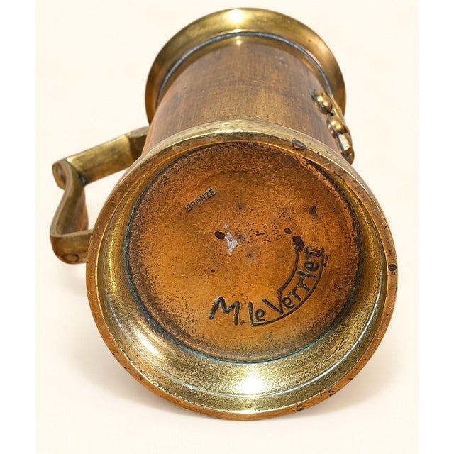 Art Nouveau Beer Mug by Max Le Verrier Bronze & Fleur-De-Lis, 1890s For Sale - Image 3 of 6