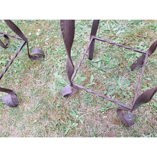 Brutalist Wrought Iron and Veined Marble Garden Columns, Set of 2 For Sale - Image 5 of 16
