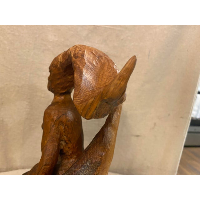 1960s Siren Statue Wood Carved Signed For Sale - Image 9 of 12