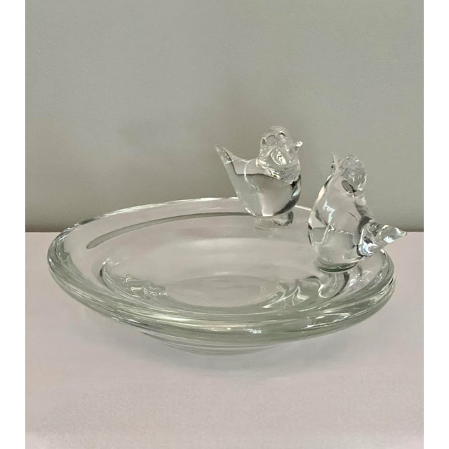 Hand-blown transparent Murano glass bird decorated bowl by Licio Zanetti, mid 20th century. This is a gorgeous work with...